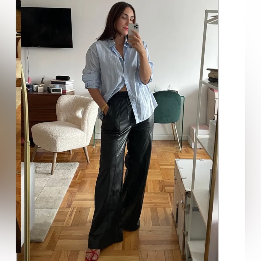 Who What Wear Black Vegan Leather Wide-Leg Pants